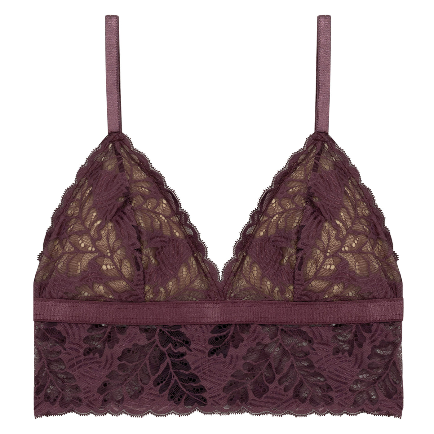 Underprotection bralette in burgundy made in recycled polyamide