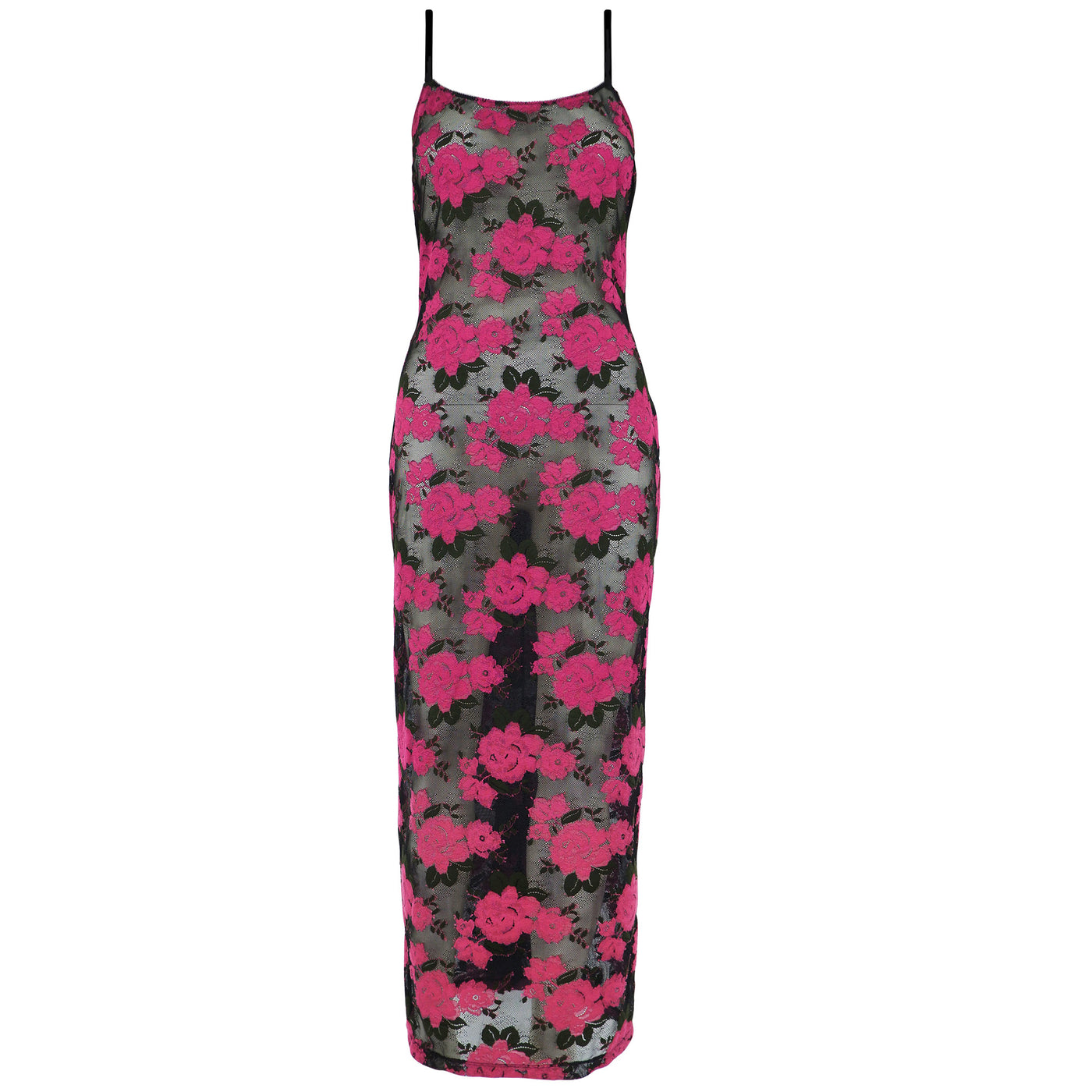 Underprotection dress in black with a flower design made from recycled polyamide