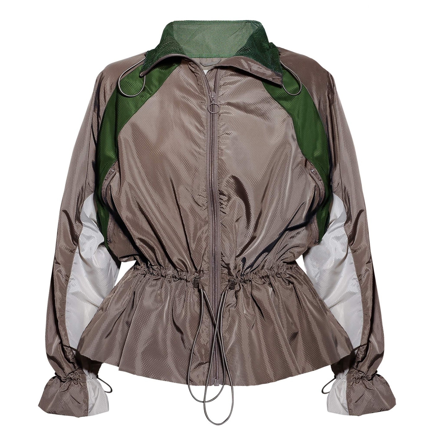 Underprotection track jacket in brown, green and white made from 100% polyester (recycled)